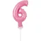 Pink, Rózsaszín 6-os szám fólia lufi tortára 13cm