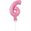Pink, Rózsaszín 6-os szám fólia lufi tortára 13cm