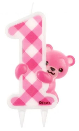Pink Teddy, Első születésnap csillámos tortagyertya