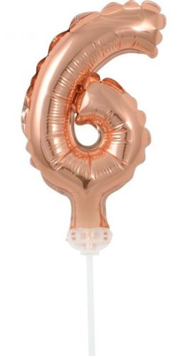 Rose Gold 6-os szám fólia lufi tortára 13cm