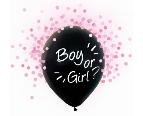 Boy or Girl, Rózsaszín konfettivel töltött léggömb, lufi 4 db-os 12 inch (30 cm)