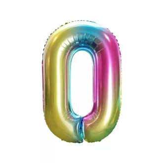 Szivárvány Rainbow 0-ás szám fólia lufi 85cm