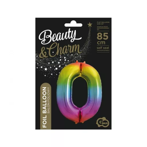 Szivárvány Rainbow 0-ás szám fólia lufi 85cm