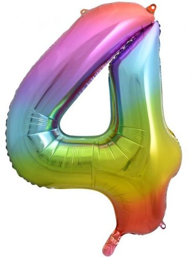 Rainbow, Szivárvány 4-es szám fólia lufi 85cm