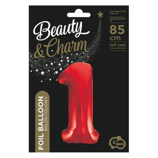 Red, Piros 1-es szám fólia lufi 85cm
