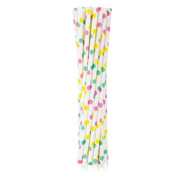 Colorful Dots, Színes papír szívószál 12 db-os
