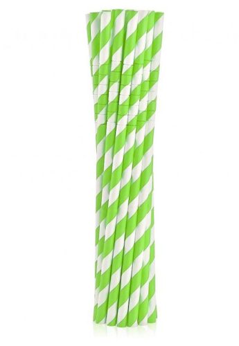 Green Stripes, Zöld rugalmas papír szívószál 12 db-os