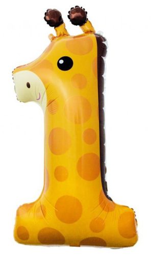 Giraffe, Zsiráf 1-es szám fólia lufi 80 cm