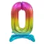 Rainbow, Színes 0-ás szám fólia lufi talppal 74cm