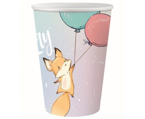 Happy Birthday Fox, Róka papír pohár 6 db-os 270 ml