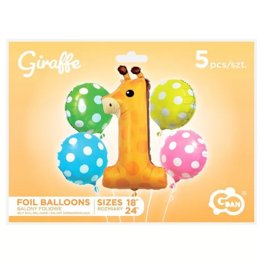 Zsiráf fólia lufi 5 db-os szett