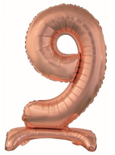 Rose Gold 9-es szám fólia lufi talppal 74cm