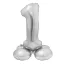 Silver, Ezüst 1-es szám fólia lufi talppal 72 cm