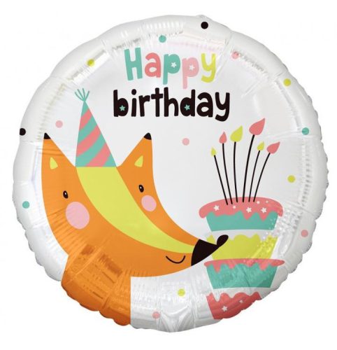 Happy Birthday Fox, Róka fólia lufi 36 cm