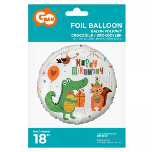 Happy Birthday Crocodile, Krokodil fólia lufi 36 cm