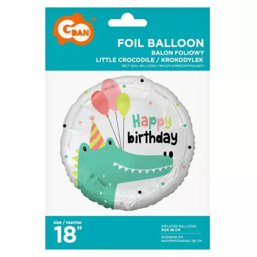 Happy Birthday Crocodile, Krokodil fólia lufi 36cm