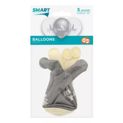 Silver Unicorn, Unikornis léggömb, lufi 5 db-os 12 inch 30cm
