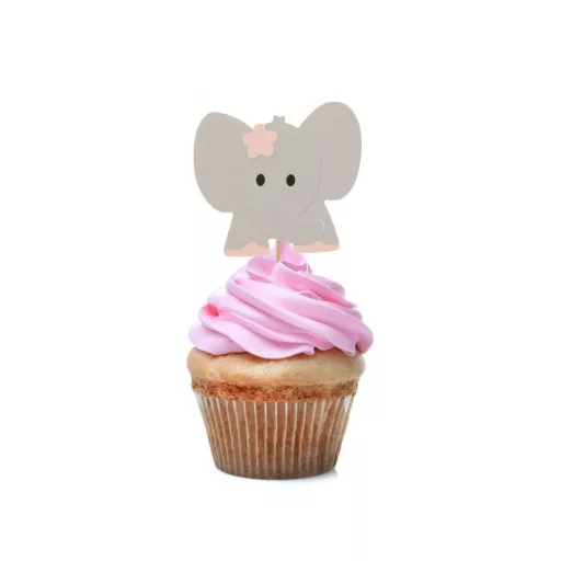 Pink Elephant, Elefánt díszítő pálca, topper 10 db-os