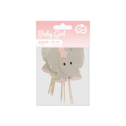 Pink Elephant, Elefánt díszítő pálca, topper 10 db-os