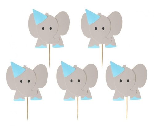 Blue Elephant, Elefánt díszítő pálca, topper 10 db-os
