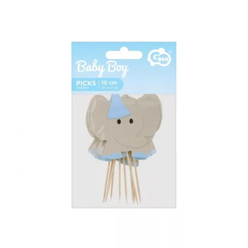 Blue Elephant, Elefánt díszítő pálca, topper 10 db-os