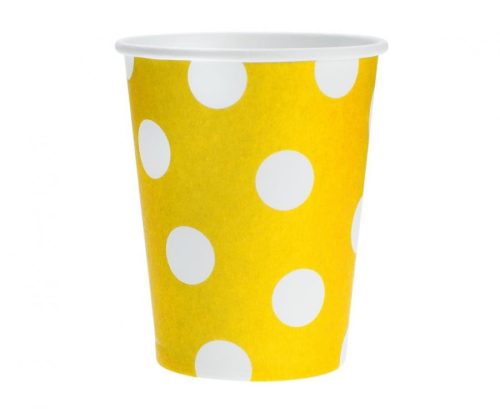 Yellow Polka Dots, Sárga papír pohár 6 db-os 270 ml