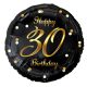 Happy Birthday Black-Gold 30 fólia lufi 36 cm