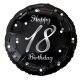 Happy Birthday Black-Silver 18 fólia lufi 36 cm