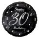 Happy Birthday Black-Silver 30 fólia lufi 36 cm