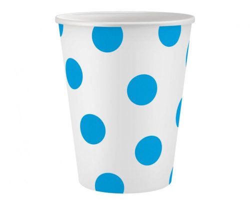 Sky Blue Polka Dots, Kék papír pohár 6 db-os 250 ml