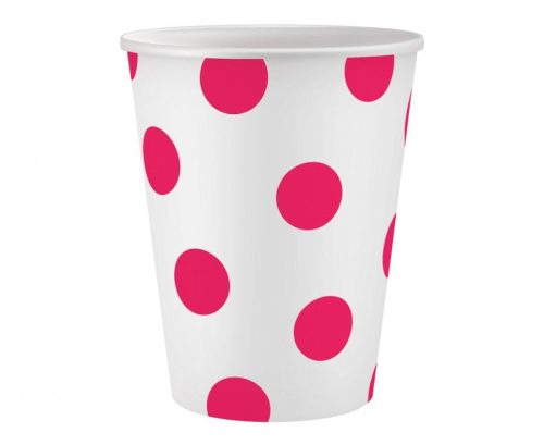 Magenta Polka Dots, Vörös papír pohár 6 db-os 250 ml