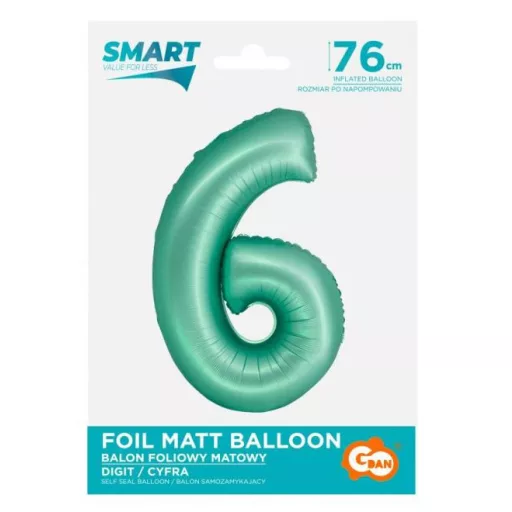 Mint Matt, Menta 6-os szám fólia lufi 76 cm
