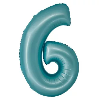 Light Blue Matt, Kék 6-os szám fólia lufi 76cm
