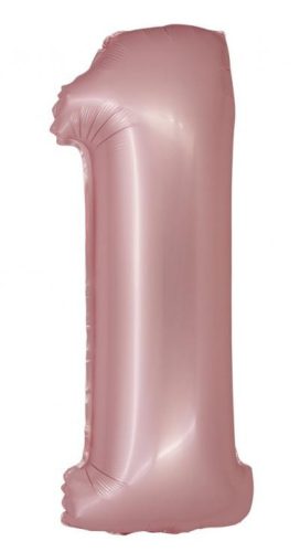 Light Pink Matt, Rózsaszín 1-es szám fólia lufi 76cm