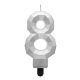 Diamond Silver Metallic, ezüst számgyertya, tortagyertya 8-as