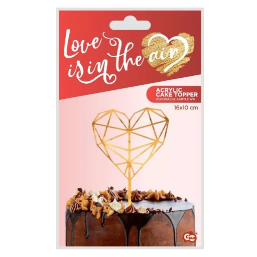 Diamond Heart, Szív torta dekoráció, topper