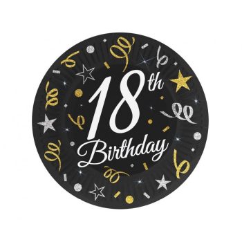 B&C Happy Birthday 18 papírtányér 6 db-os 18cm