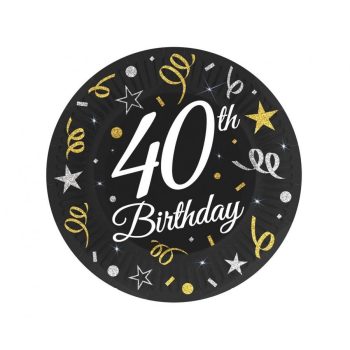 B&C Happy Birthday 40 papírtányér 6 db-os 18cm