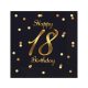 B&C Happy Birthday Black-Gold 18 szalvéta 20 db-os 33x33 cm
