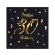 B&C Happy Birthday Black-Gold 30 szalvéta 20 db-os 33x33 cm