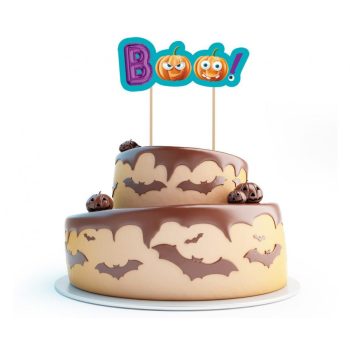 Halloween, Boo torta dekoráció, topper 18 cm