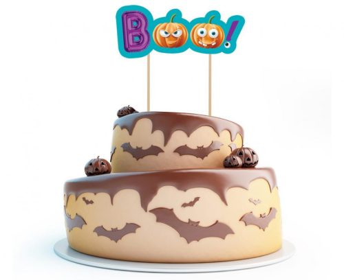 Halloween, Boo torta dekoráció, topper 18 cm