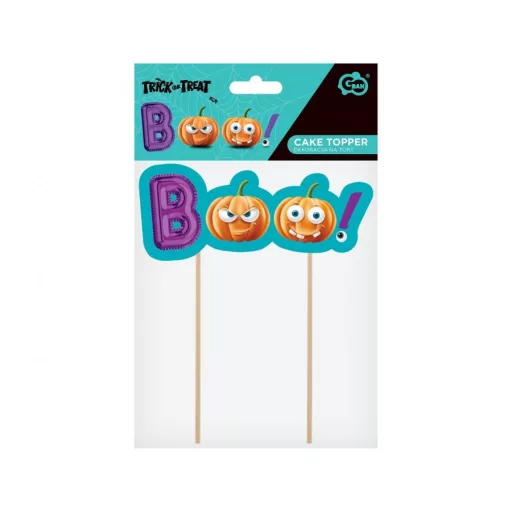 Halloween, Boo torta dekoráció, topper 18 cm