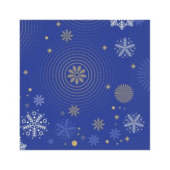 Navy Blue Snowflakes, Karácsony szalvéta 20 db-os 33x33cm