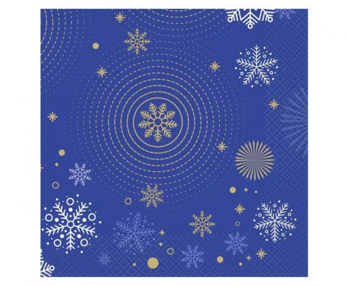 Navy Blue Snowflakes, Karácsony szalvéta 20 db-os 33x33cm