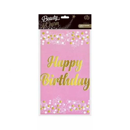 Happy Birthday Light Pink asztalterítő 137x183 cm