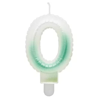   White-Green Ombre, Fehér-Zöld számgyertya, tortagyertya 0-ás