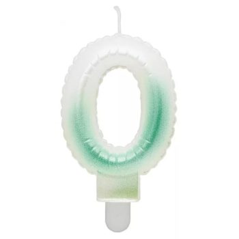   White-Green Ombre, Fehér-Zöld számgyertya, tortagyertya 0-ás