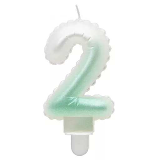 White-Green Ombre, Fehér-Zöld számgyertya, tortagyertya 2-es