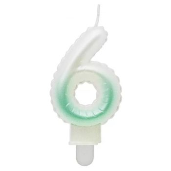   White-Green Ombre, Fehér-Zöld számgyertya, tortagyertya 6-os